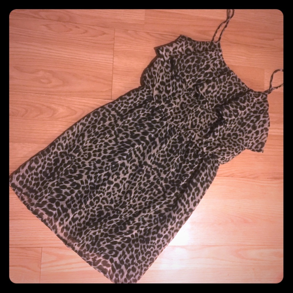 Cute cheetah print polyester dress